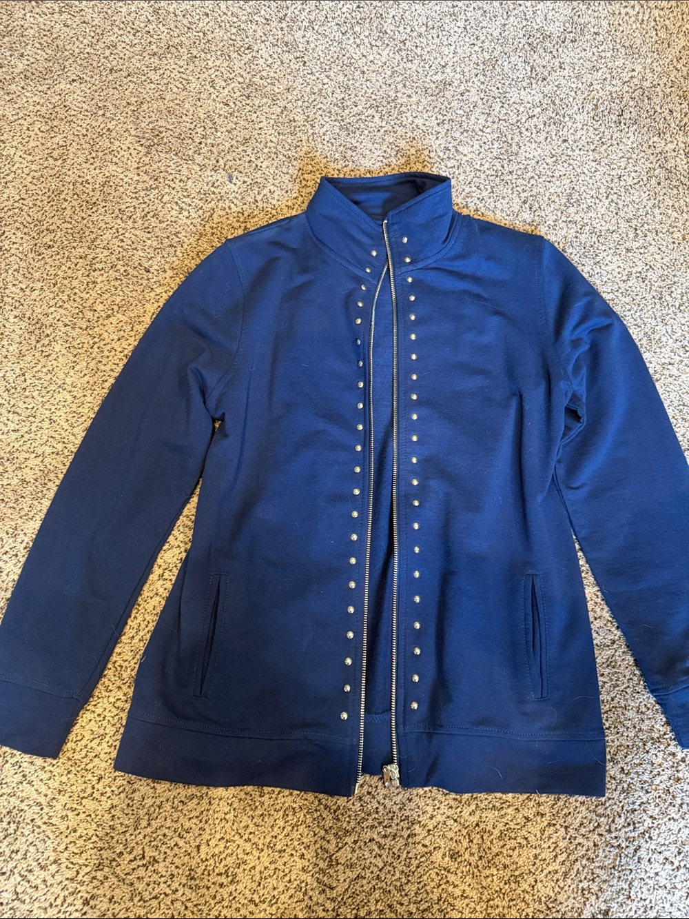 Women's Navy Stud-Trim Bomber Jacket